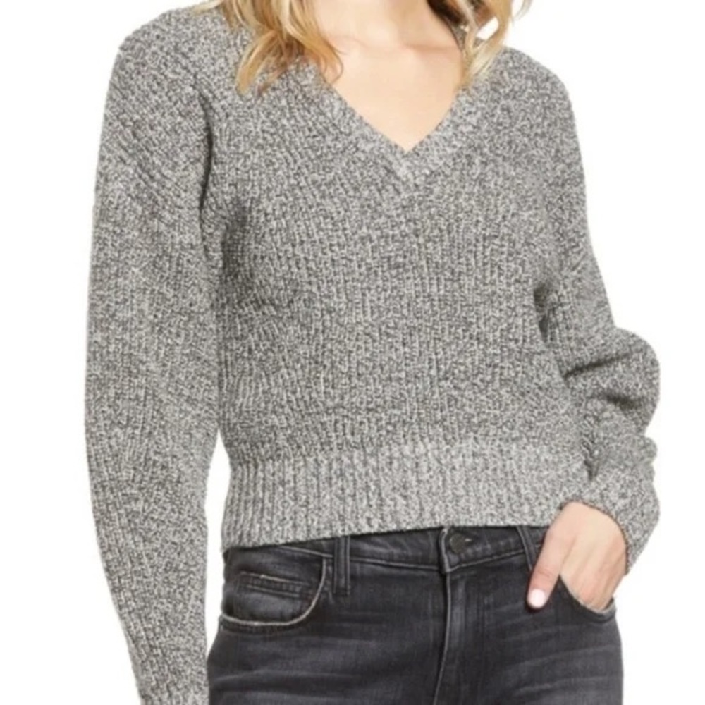 Rebecca Minkoff Bowie Marled V Neck Crop Sweater size xs